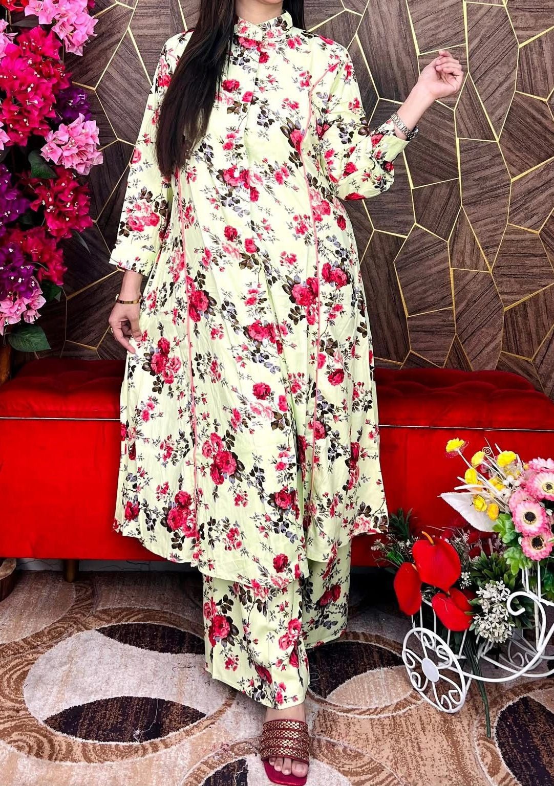 2 Pieces Printed Linen Co - Ord - db29737