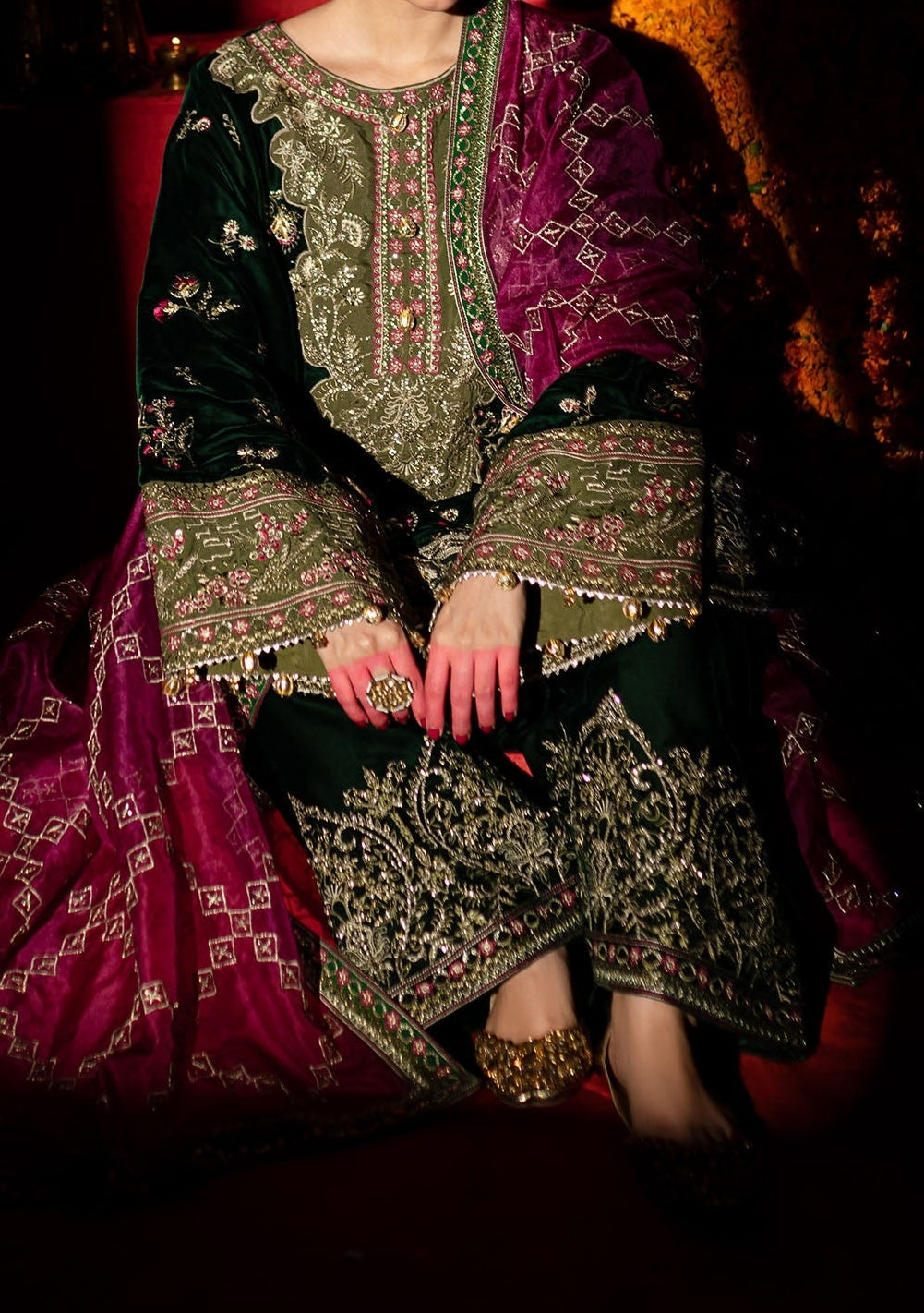 Nureh Embroidered Pakistani Luxury Velvet Dress