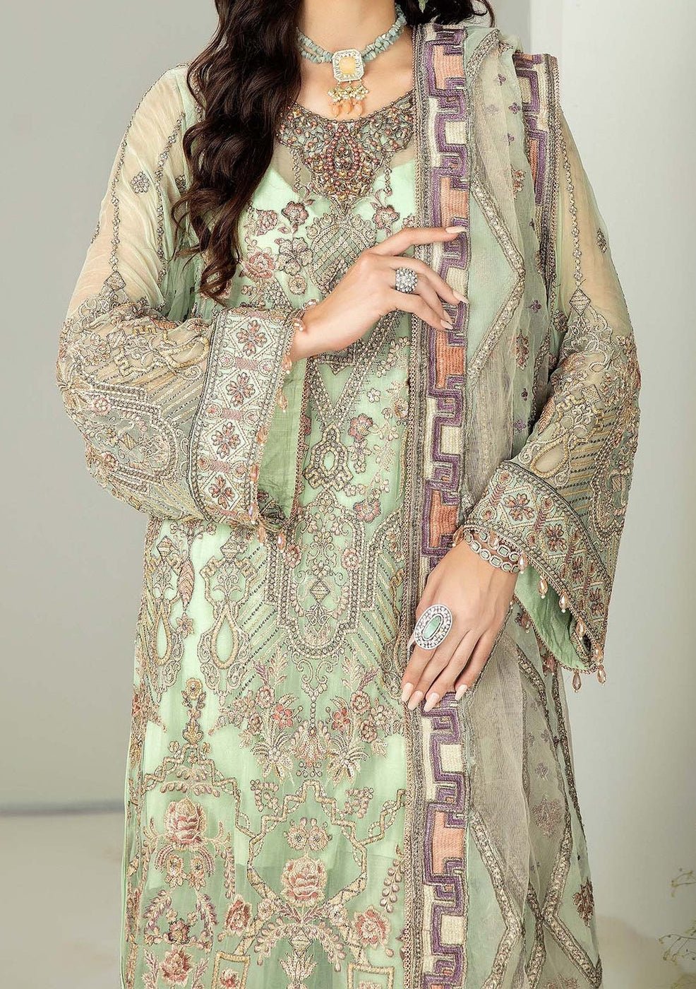 Adan's Libas Alyana Pakistani Luxury Chiffon Dress - db27048