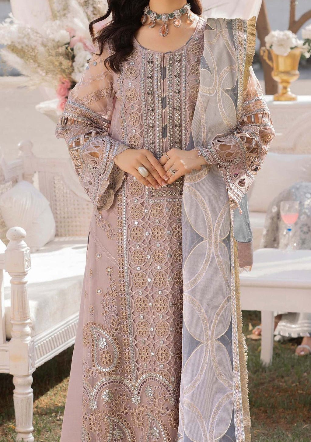 Adan's Libas Mystic Veil Pakistani Luxury Palazzo Suit - db27325