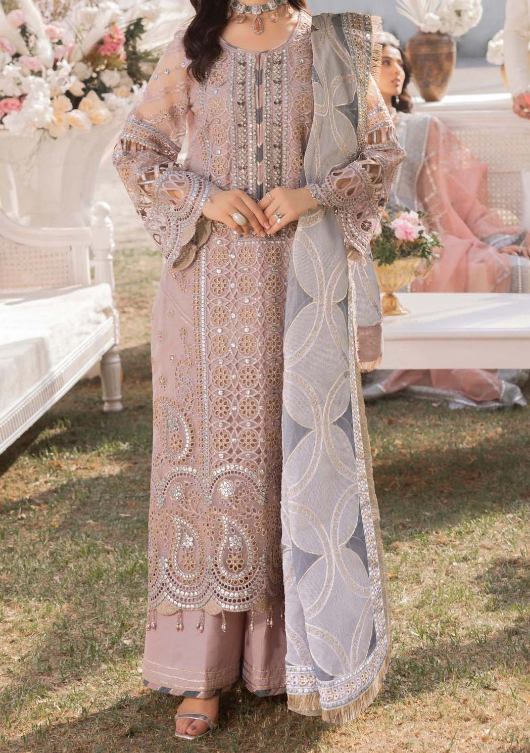 Adan's Libas Mystic Veil Pakistani Luxury Palazzo Suit - db27325