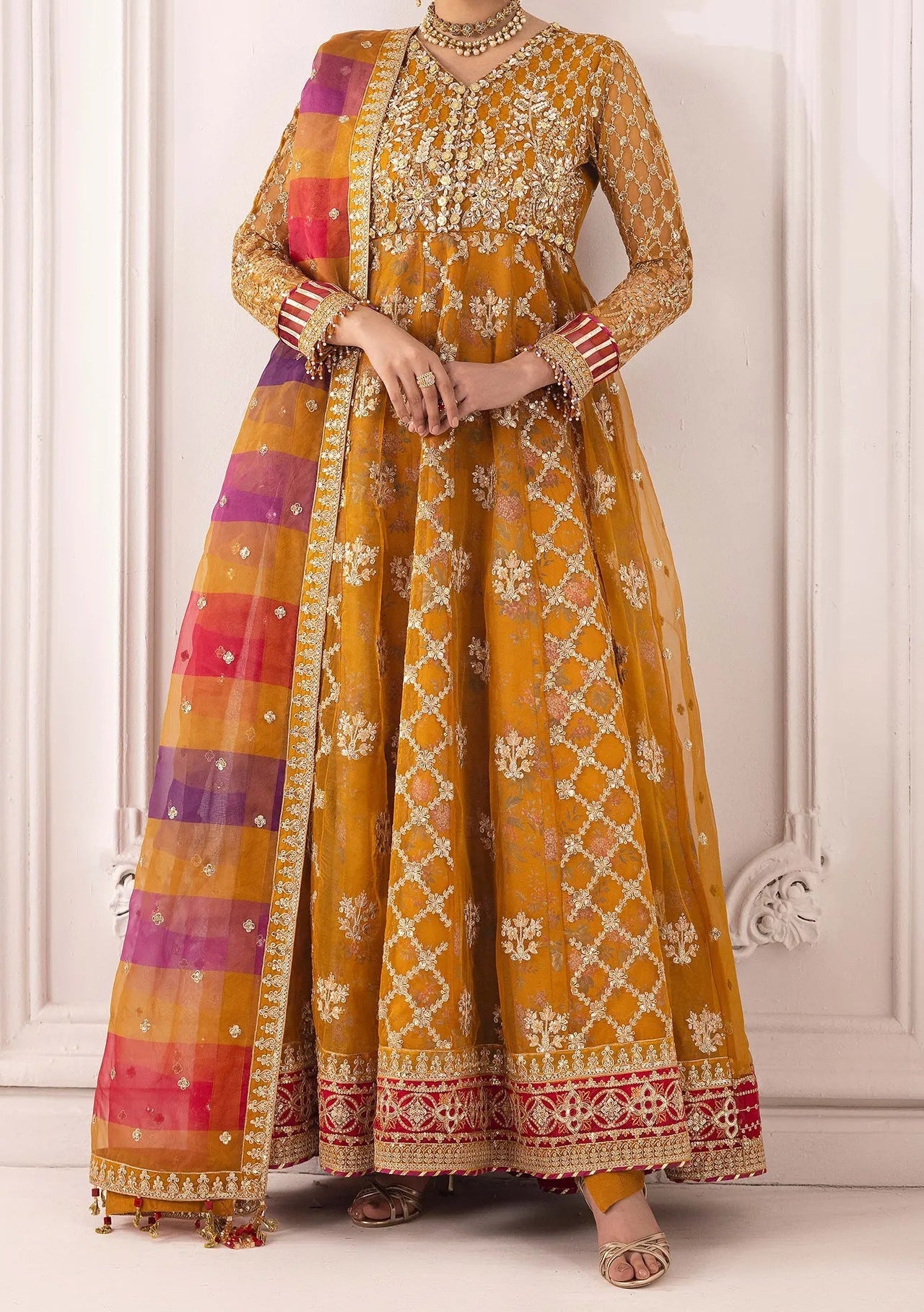 Adan's Libas Perfume Pakistani Luxury Organza Dress - db30301