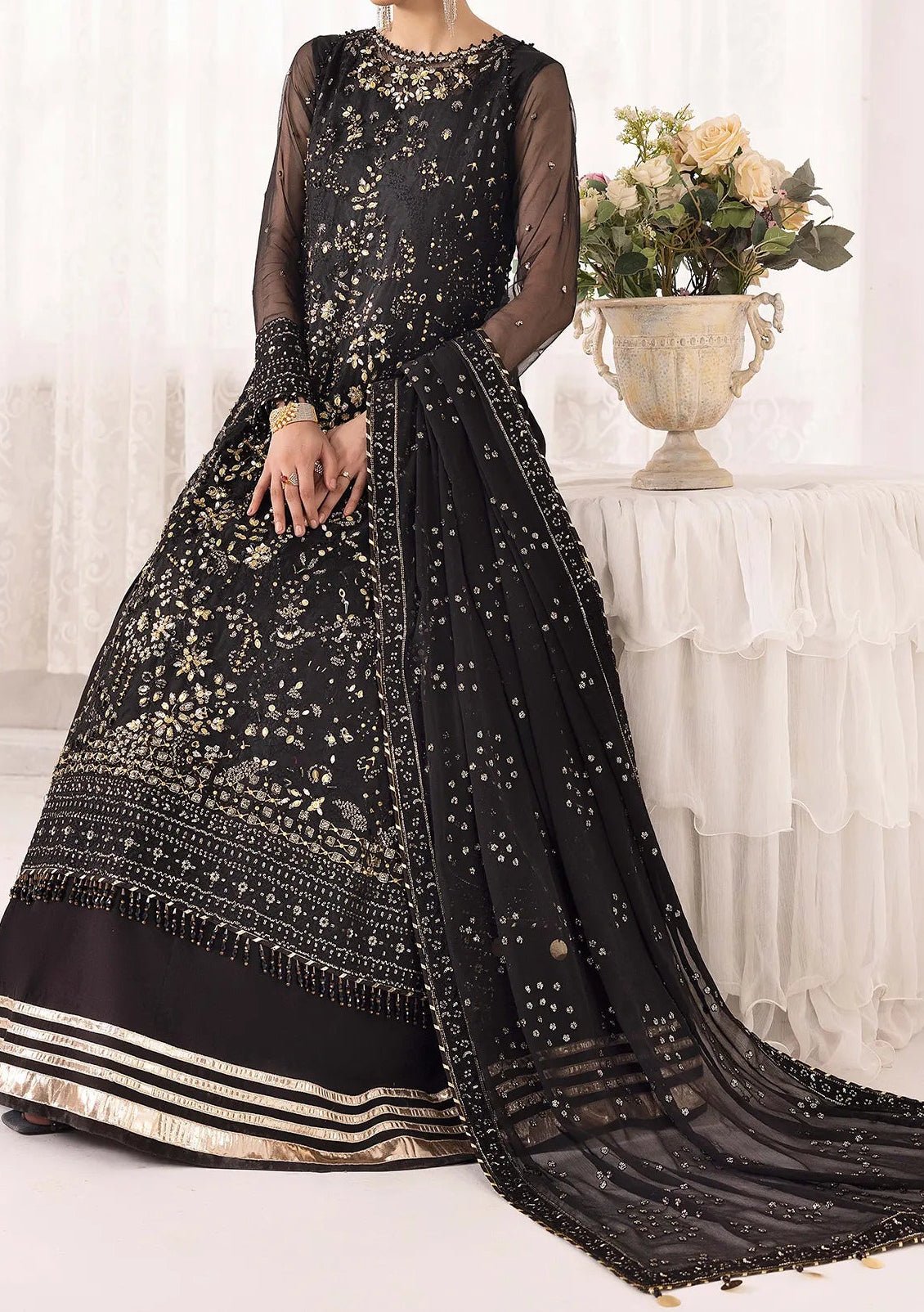 Adan's Libas Perfume Pakistani Luxury Organza Dress - db30300