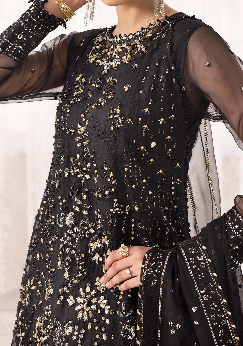 Adan's Libas Perfume Pakistani Luxury Organza Dress - db30300