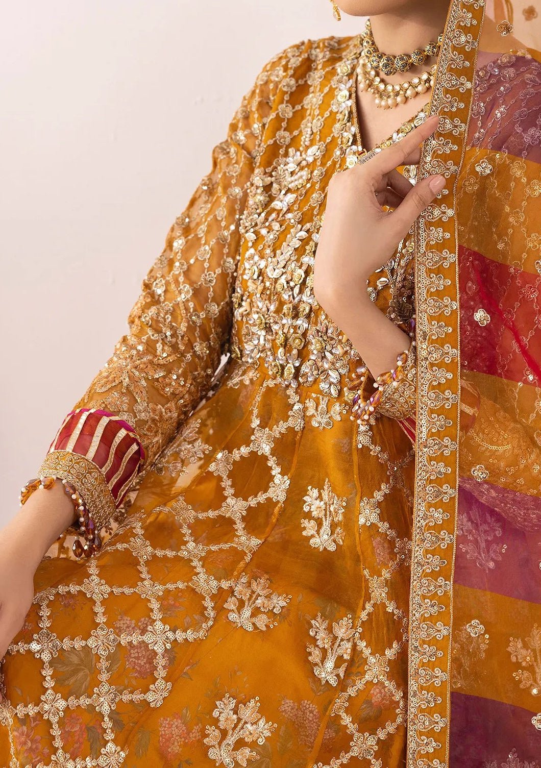 Adan's Libas Perfume Pakistani Luxury Organza Dress - db30301