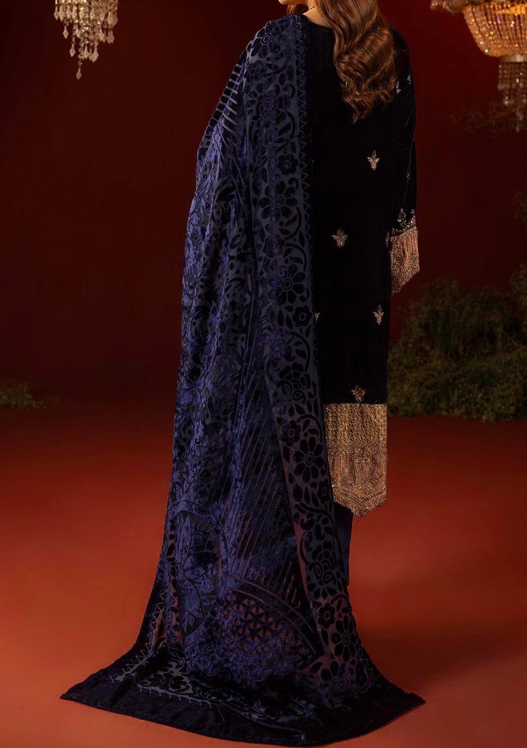 Adan's Libas Plachi Pakistani Velvet Dress - db27418