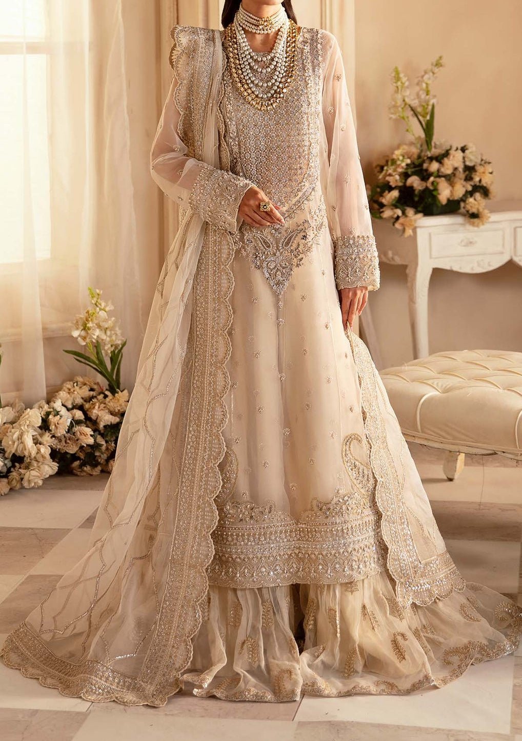 Akbar Aslam Azucena Pakistani Luxury Organza Dress - db27210