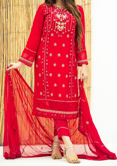 Al Jannat Ready Made Embroidered Chiffon Dress - db27813