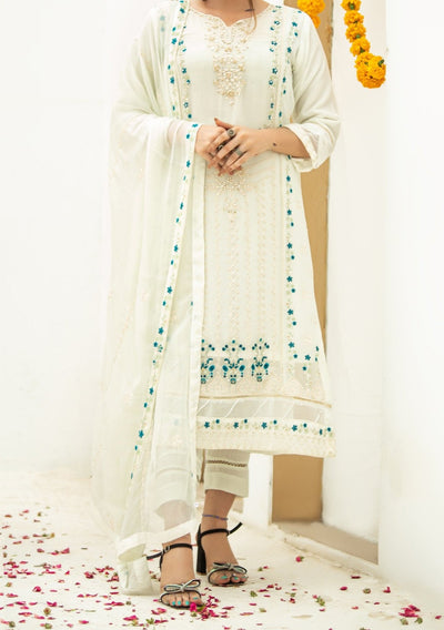 Al Jannat Ready Made Embroidered Chiffon Dress - db27814