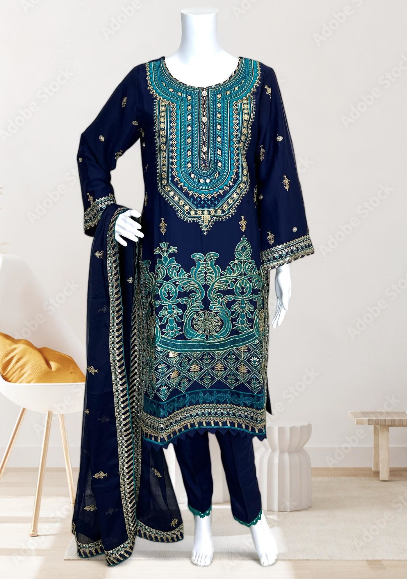 Asim Jofa Replica Embroidered Chiffon Dress - db25271