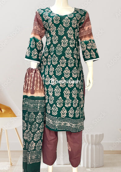 Batik Printed Everyday Use Cotton Salwar Suit - db26418