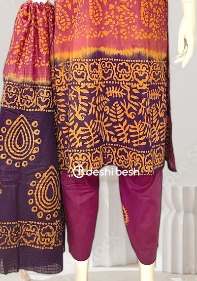 Batik Printed Everyday Use Cotton Salwar Suit - db26420