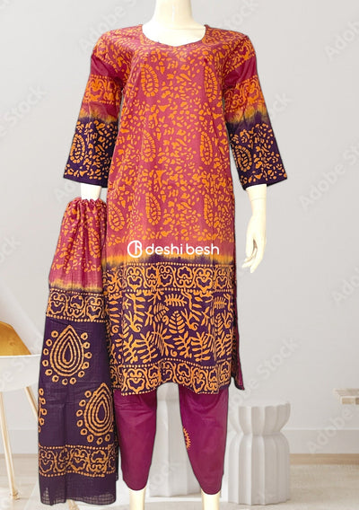 Batik Printed Everyday Use Cotton Salwar Suit - db26420