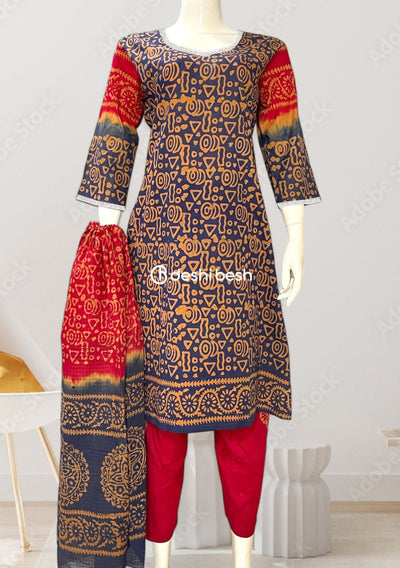 Batik Printed Everyday Use Cotton Salwar Suit - db26420