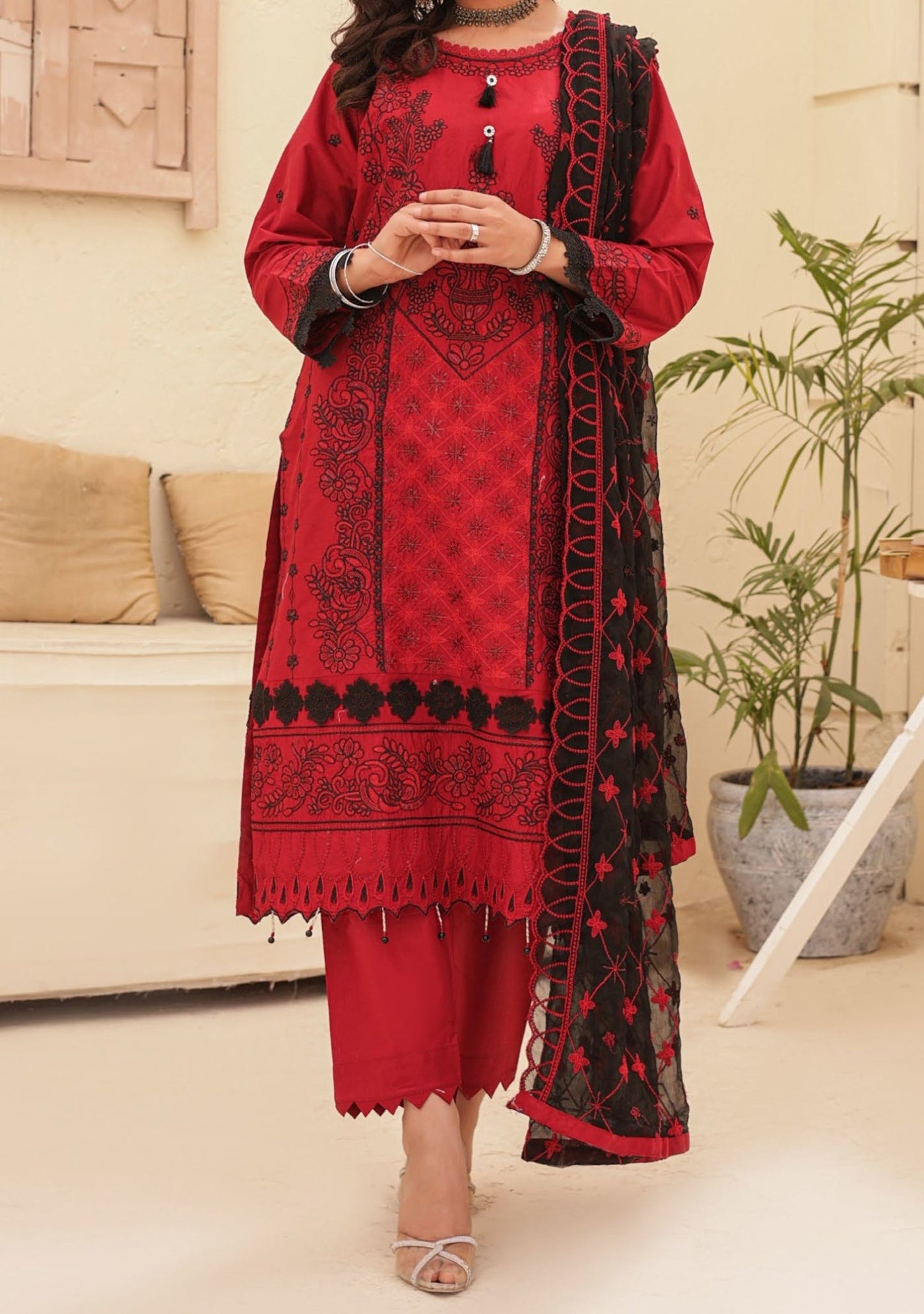 Bella Ready Made Pakistani Heavy Embroidered Lawn Dress - db25851