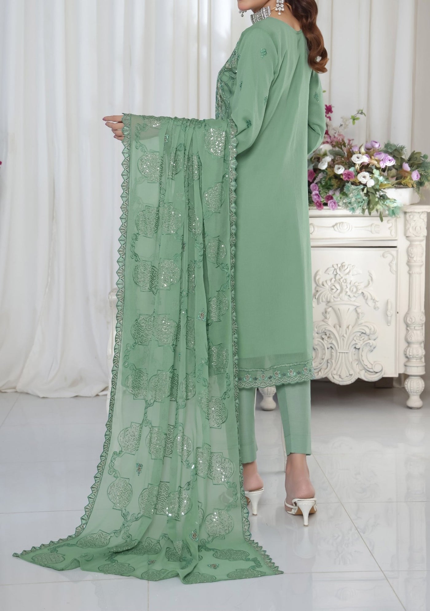 Bin Hameed Aafrin Luxury Embroidered Chiffon Dress - db30223