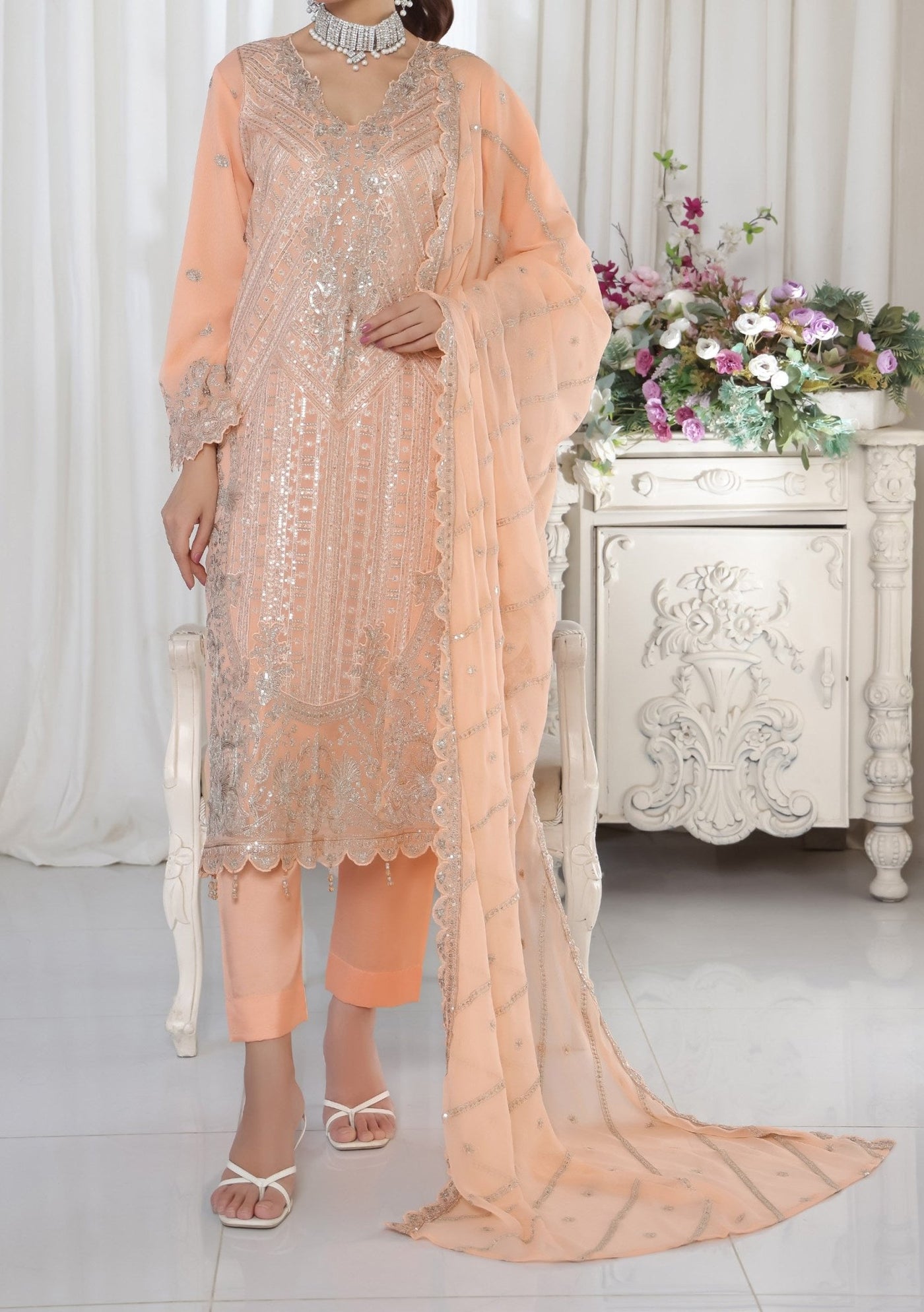 Bin Hameed Aafrin Luxury Embroidered Chiffon Dress - db30226