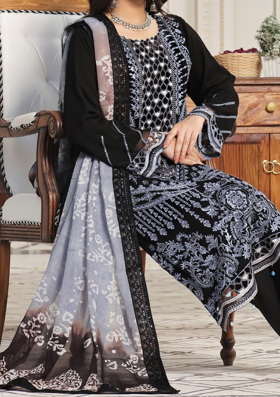 Bin Hameed Alishba Heavy Embroidered Chiffon Dress - db26209