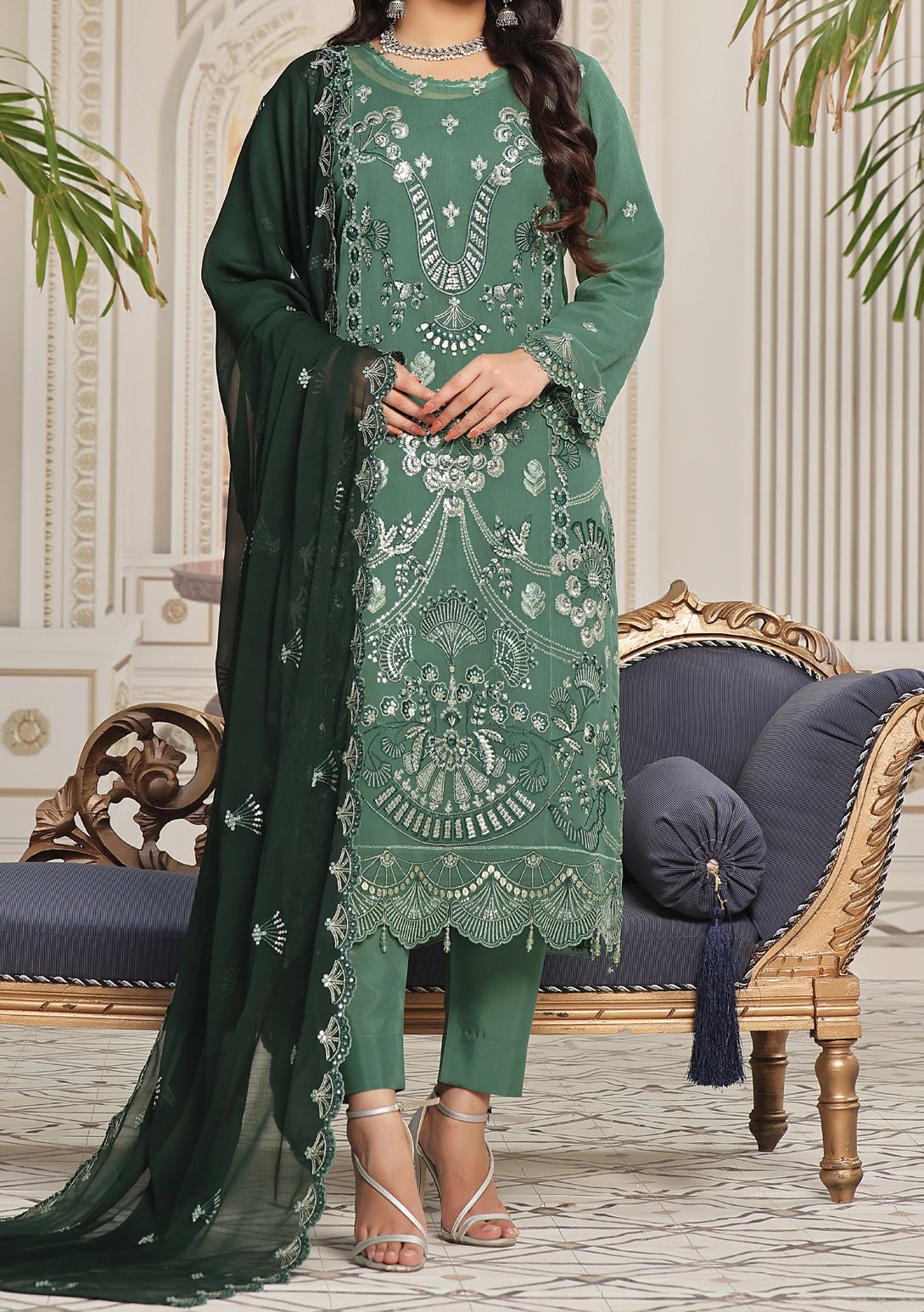 Bin Hameed Alishba Heavy Embroidered Chiffon Dress - db26206