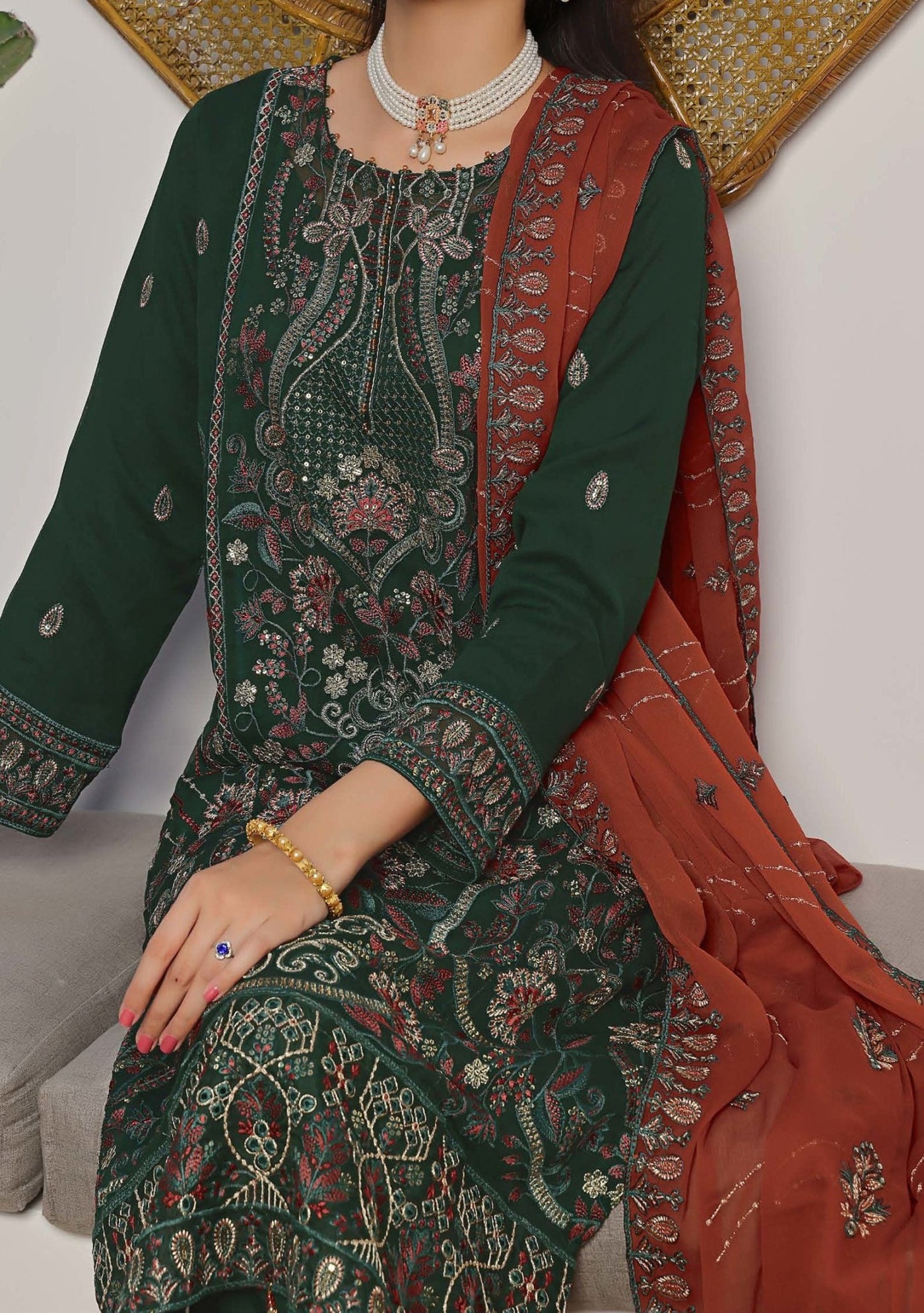 Bin Hameed Azure Luxury Embroidered Chiffon Dress - db28689