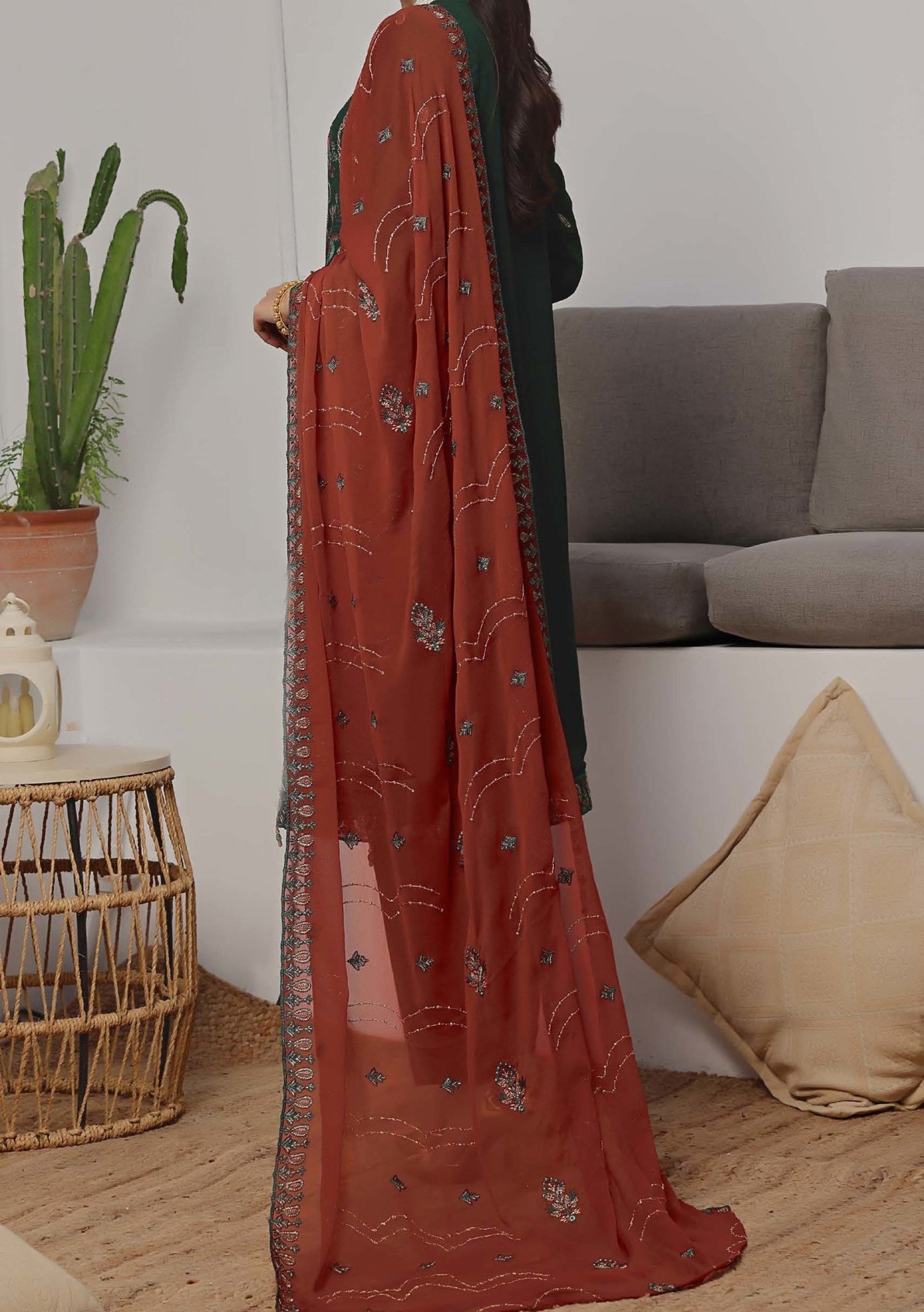 Bin Hameed Azure Luxury Embroidered Chiffon Dress - db28689