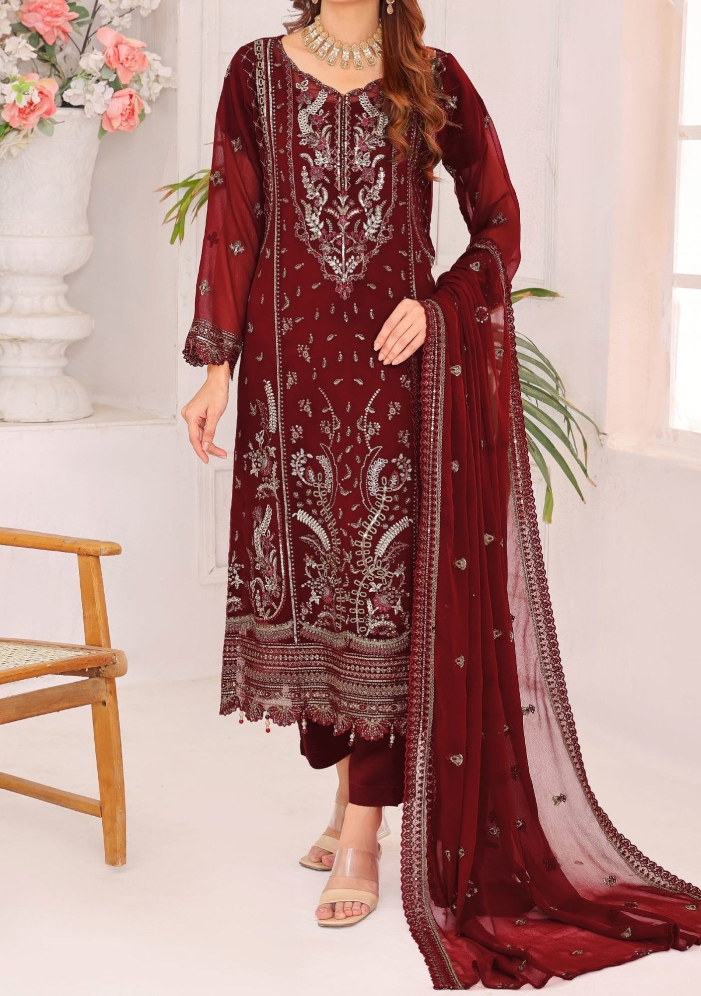 Bin Hameed Fabiha Heavy Embroidered Chiffon Dress - db25810