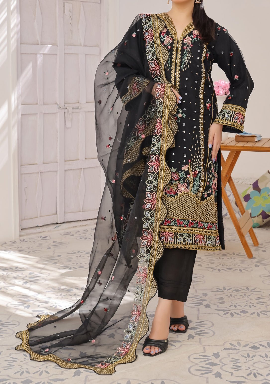 Bin Hameed Janan Heavy Embroidered Organza Dress - db28044