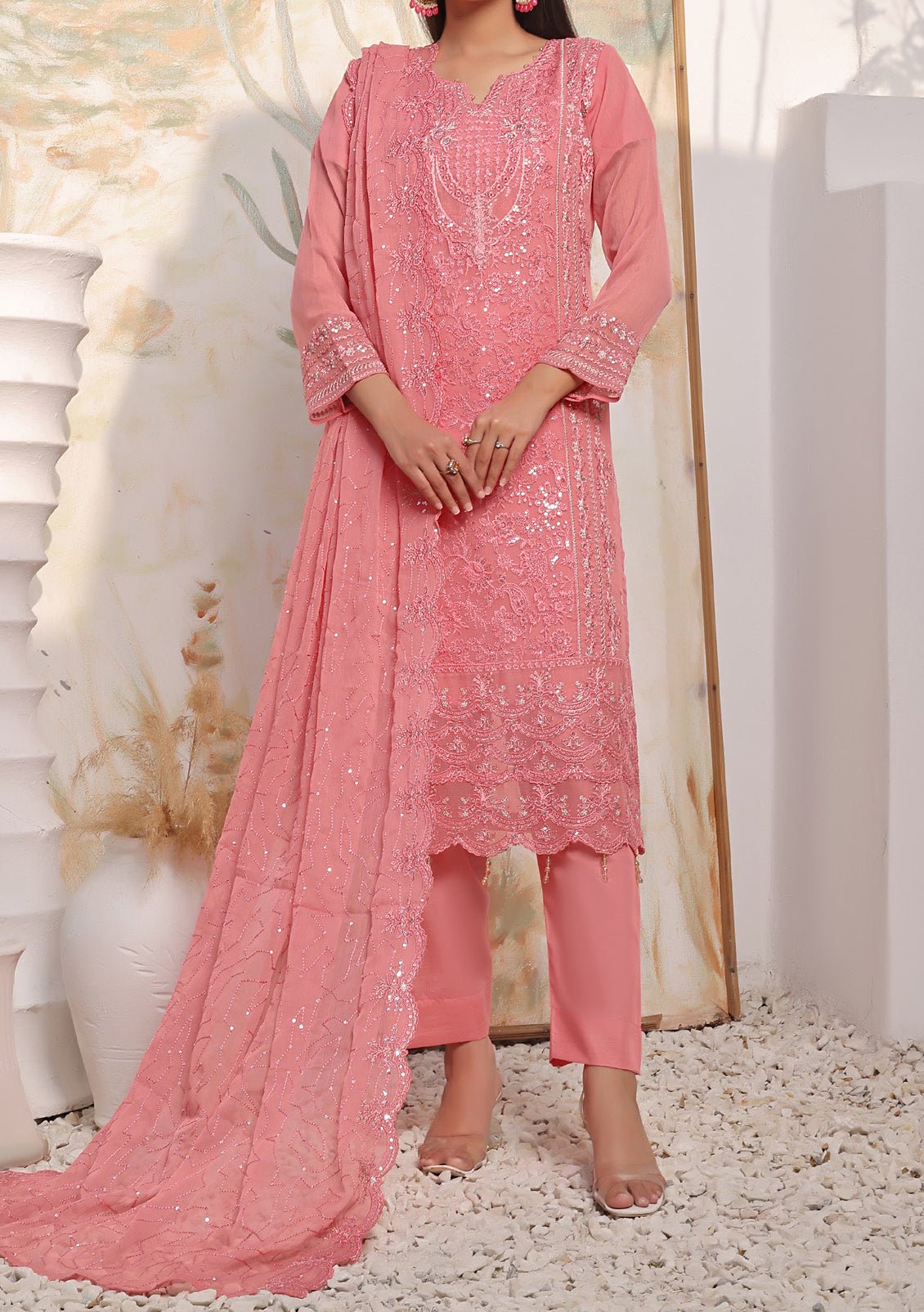 Bin Hameed Kushboo Heavy Embroidered Chiffon Dress - db25746