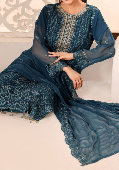 Bin Hameed Maah Rang Heavy Embroidered Chiffon Dress - db26017