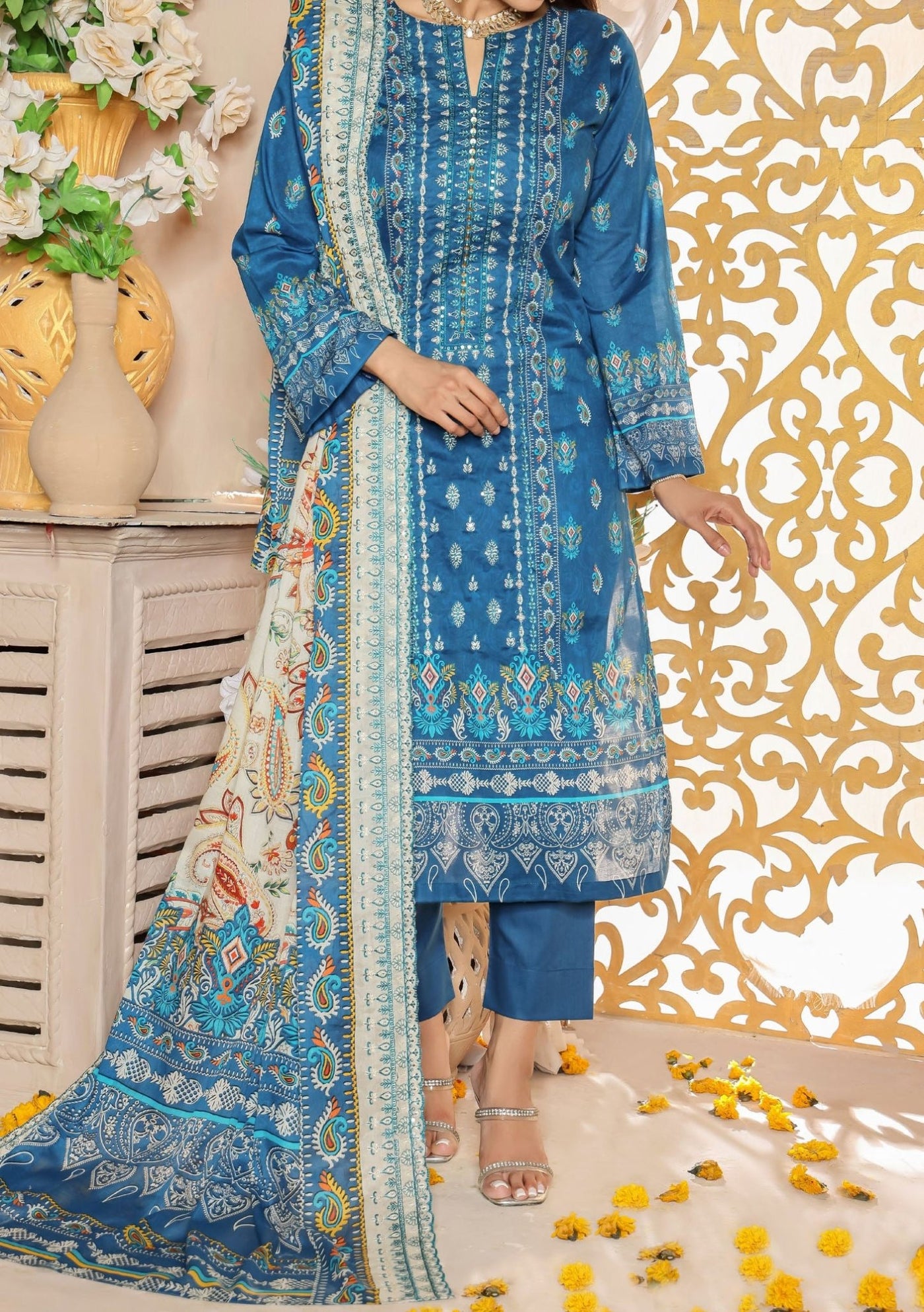 Bin Hameed Mahrukh Embroidered Printed Lawn Dress - db26161