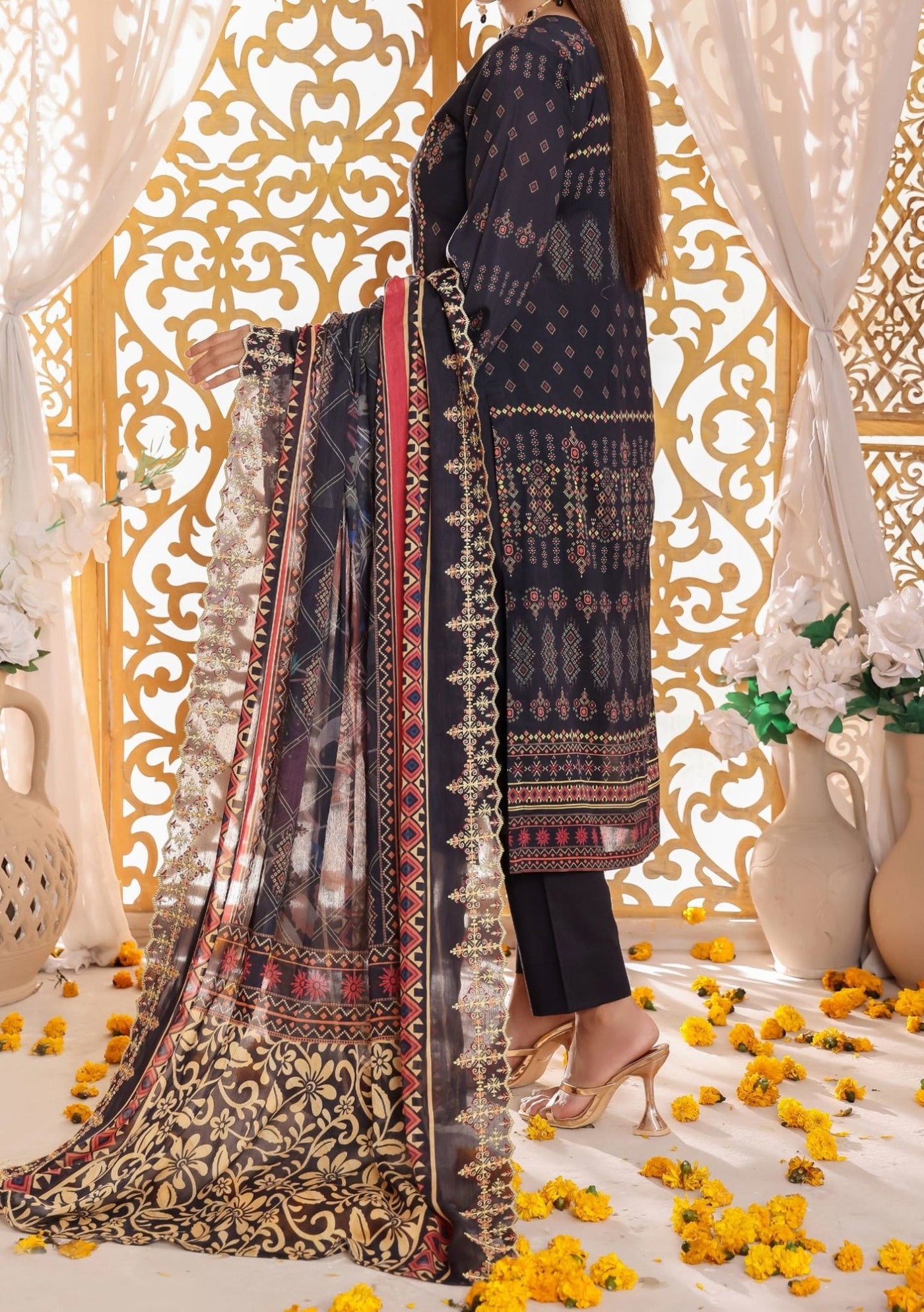 Bin Hameed Mahrukh Embroidered Printed Lawn Dress - db26153