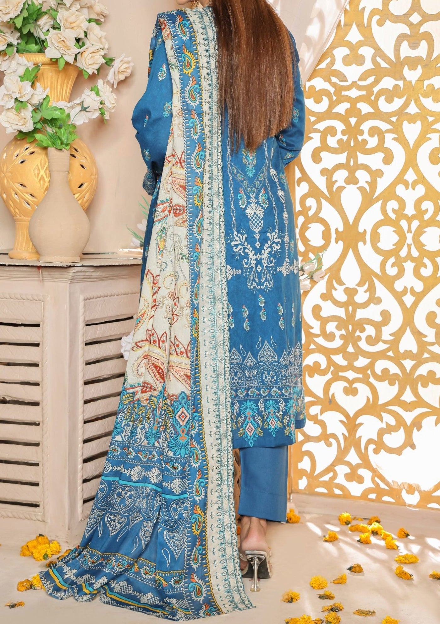 Bin Hameed Mahrukh Embroidered Printed Lawn Dress - db26161