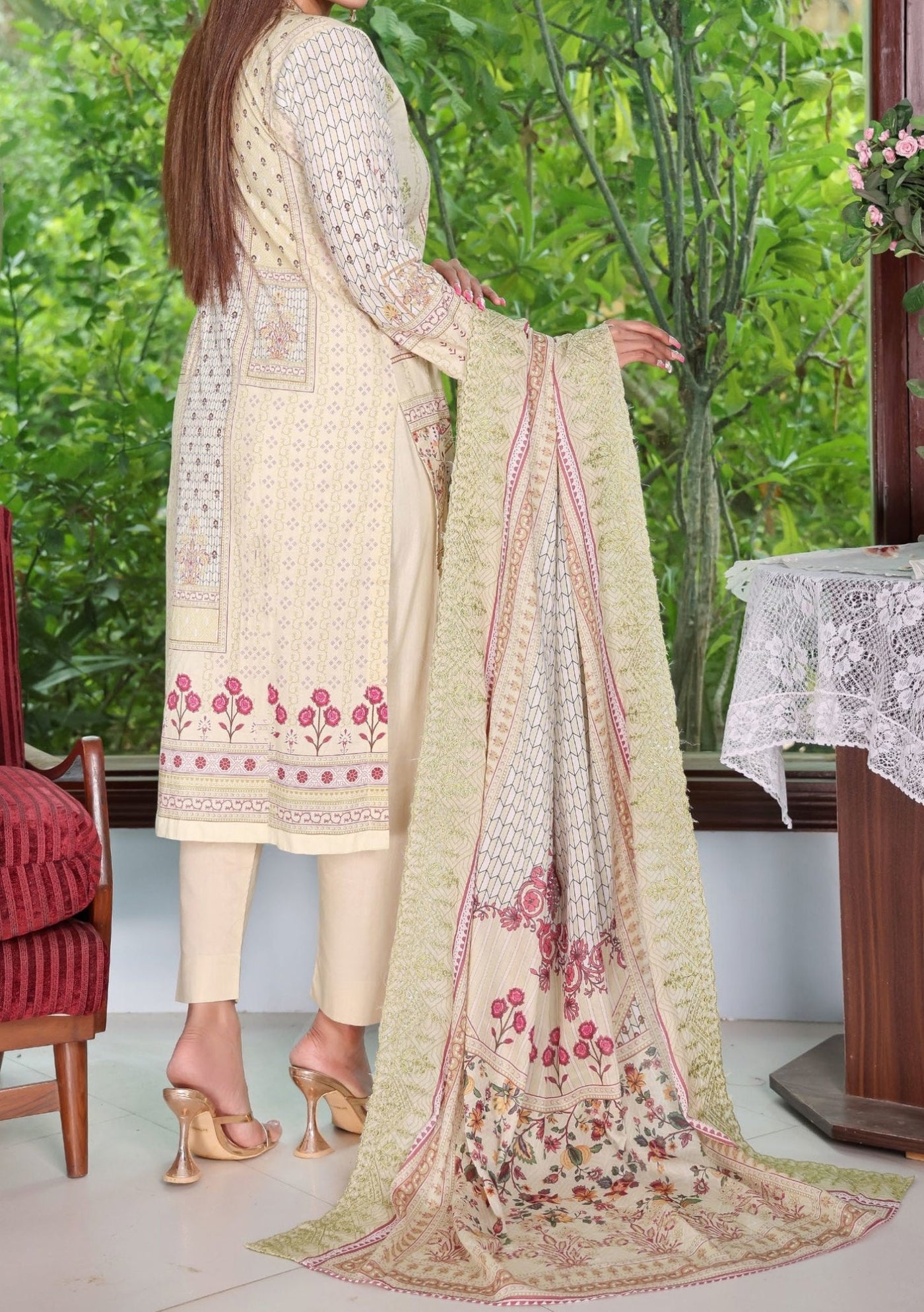 Bin Hameed Mahrukh Embroidered Printed Lawn Dress - db26162