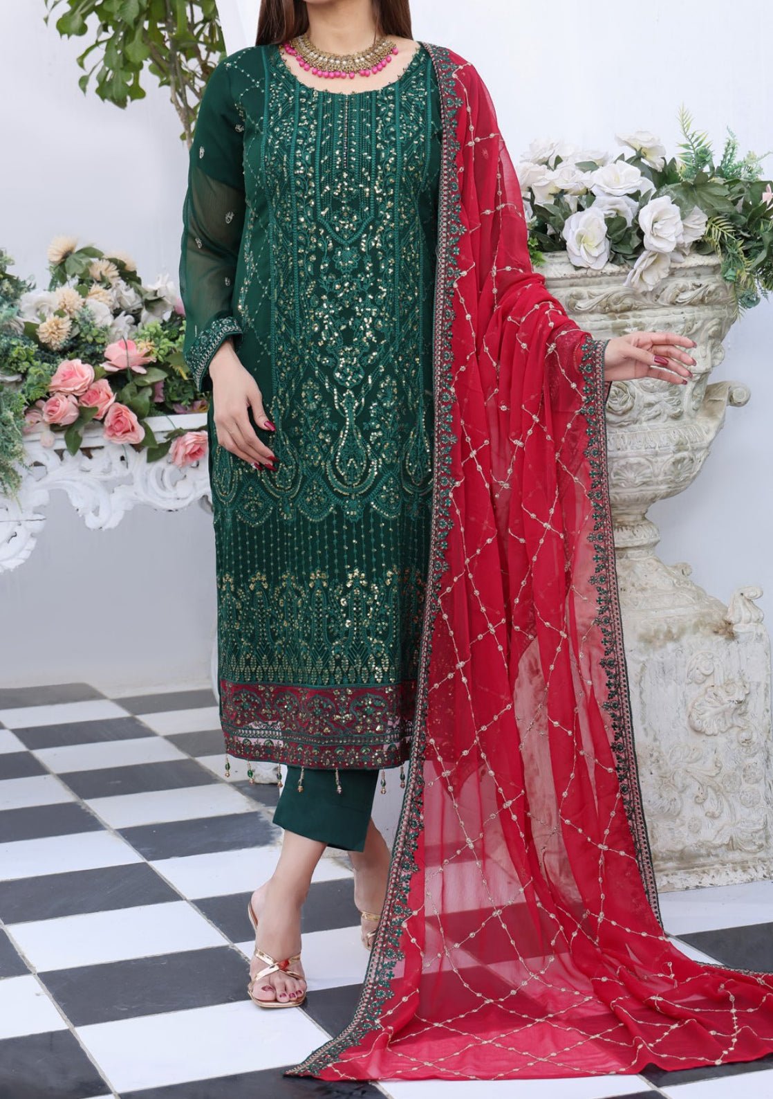 Bin Hameed Middhat Heavy Embroidered Chiffon Dress - db26190