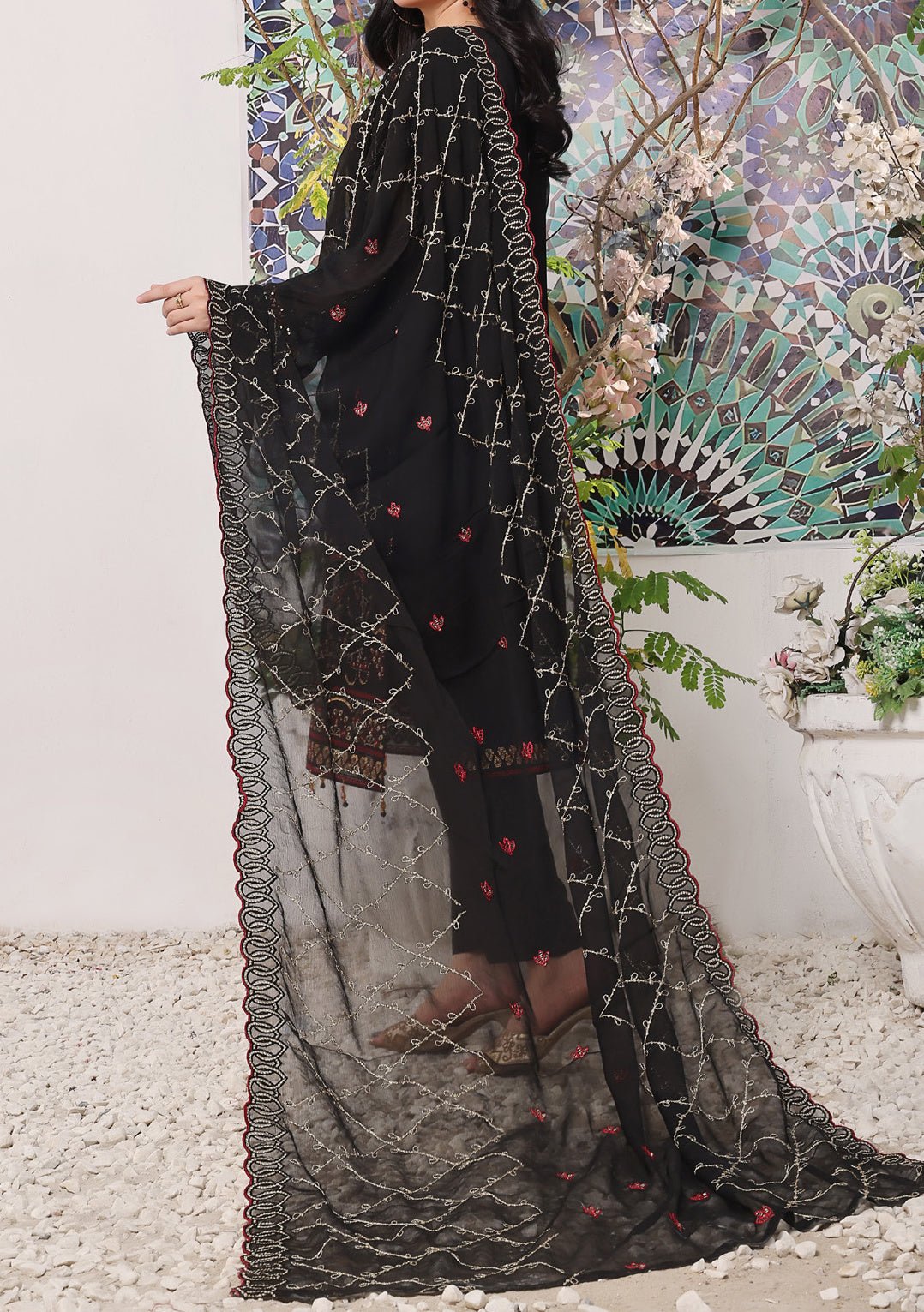 Bin Hameed Middhat Heavy Embroidered Chiffon Dress - db25884