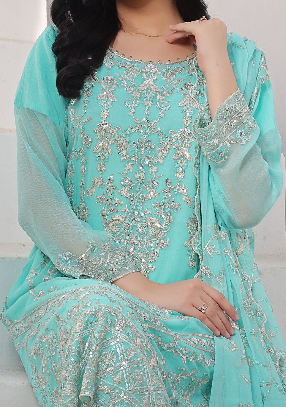 Bin Hameed Middhat Heavy Embroidered Chiffon Dress - db25892