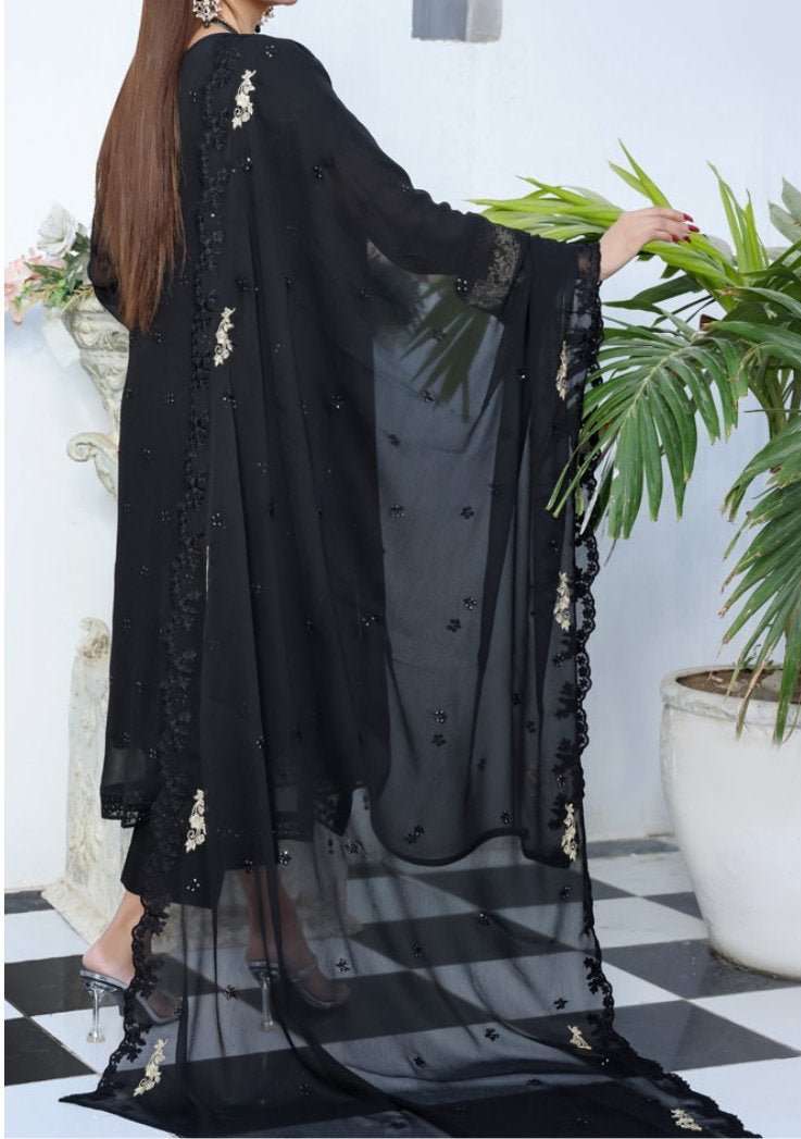 Bin Hameed Middhat Heavy Embroidered Chiffon Dress - db26187