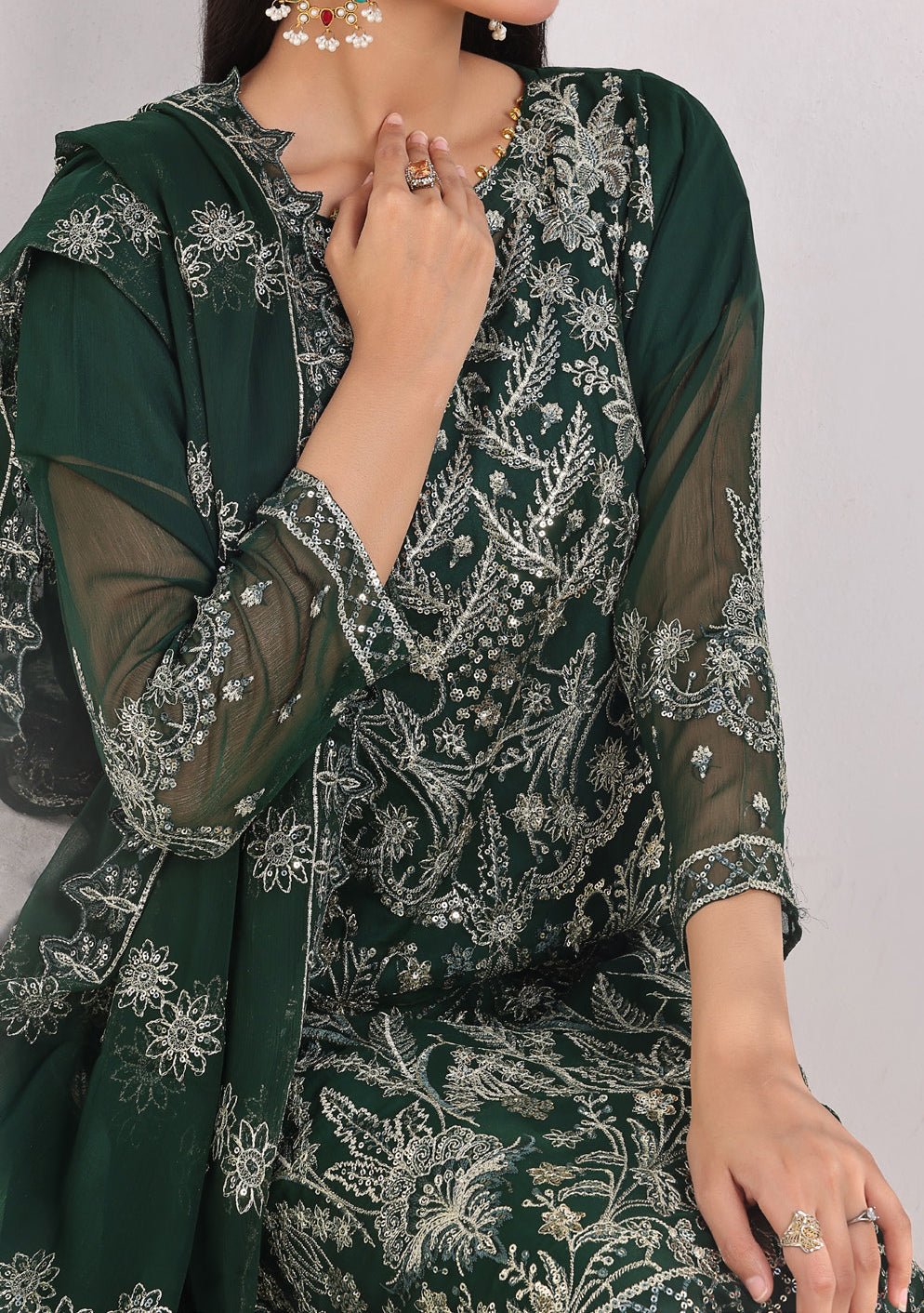 Bin Hameed Middhat Heavy Embroidered Chiffon Dress - db25886