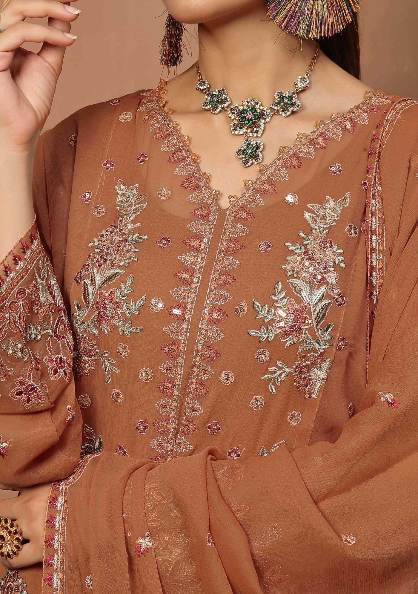 Bin Hameed Nashwa Luxury Embroidered Chiffon Dress - db27828