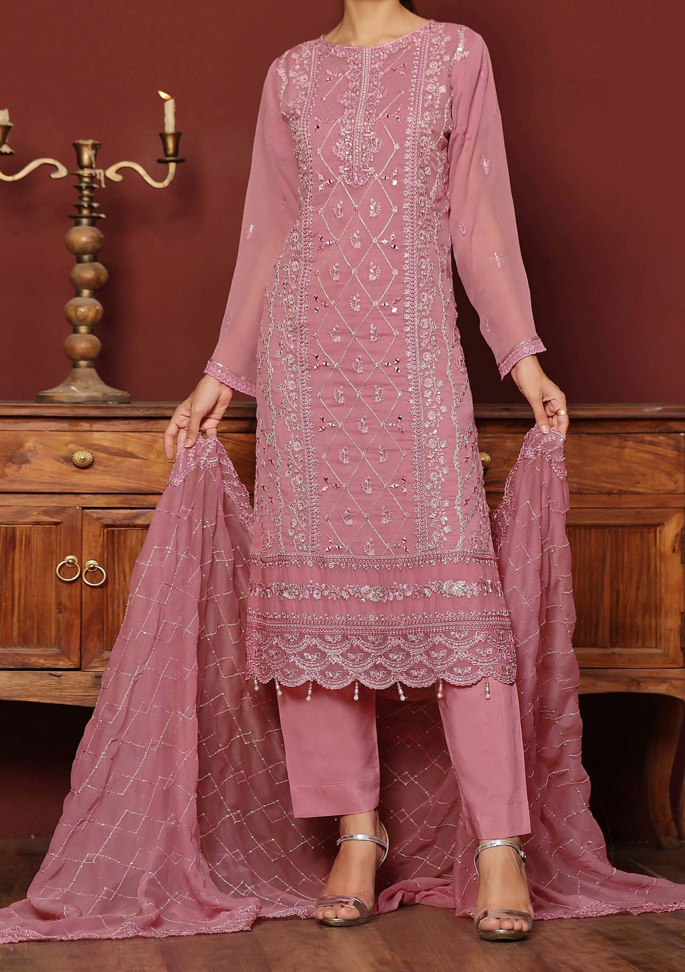 Bin Hameed Nashwa Luxury Embroidered Chiffon Dress - db27826