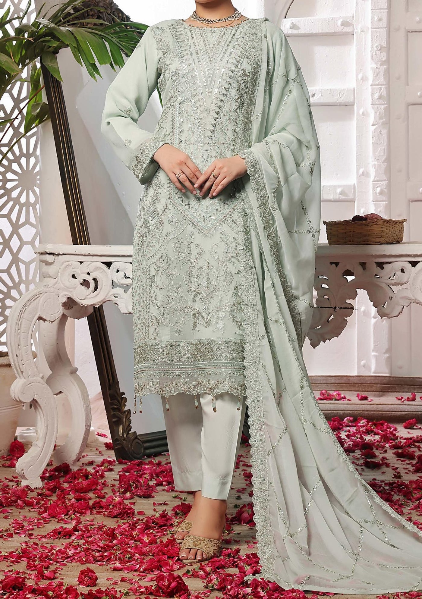 Bin Hameed Nazin Heavy Embroidered Chiffon Dress - db26491
