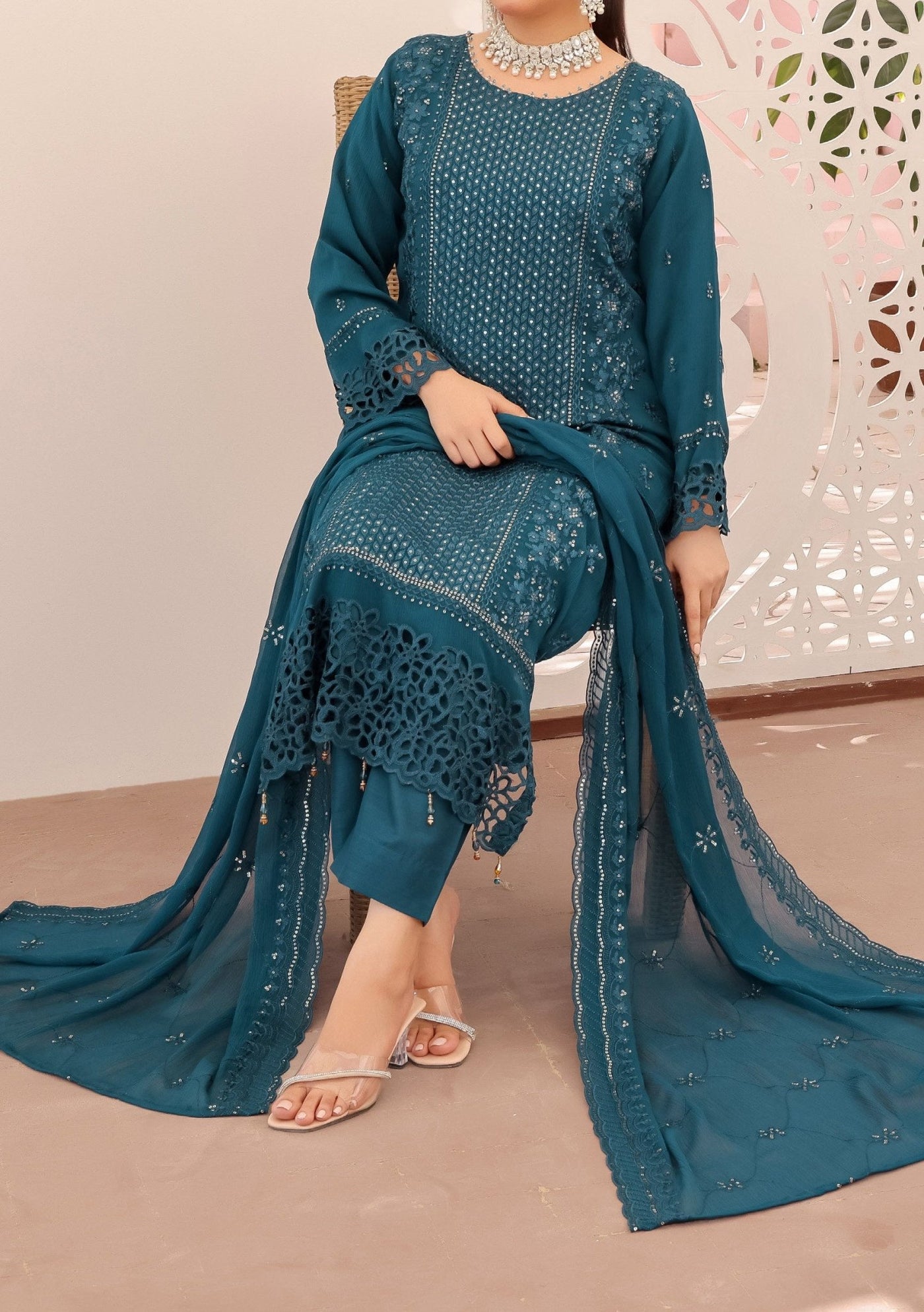 Bin Hameed Rubab Luxury Embroidered Chiffon Dress - db27850