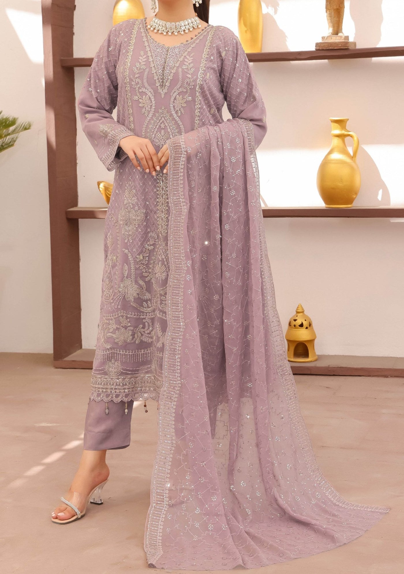 Bin Hameed Rubab Luxury Embroidered Chiffon Dress - db27848