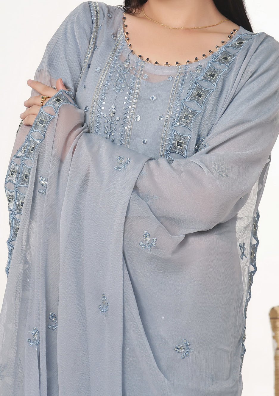 Bin Hameed Sidra Heavy Embroidered Chiffon Dress - db26169