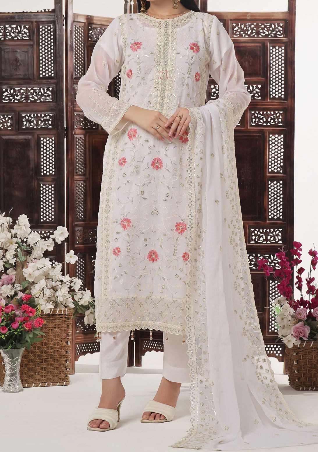 Bin Hameed Sidra Heavy Embroidered Chiffon Dress - db26165