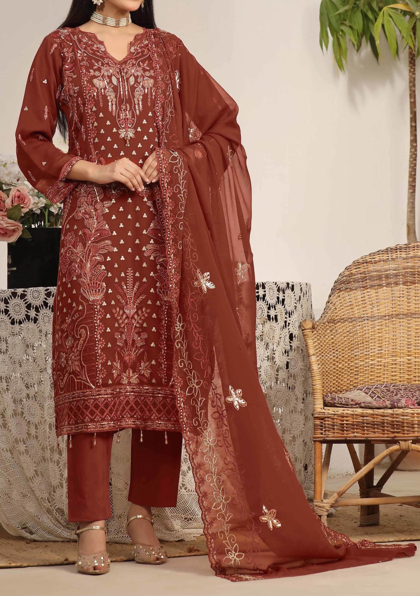 Bin Hameed Sifra Luxury Embroidered Chiffon Dress - db27695