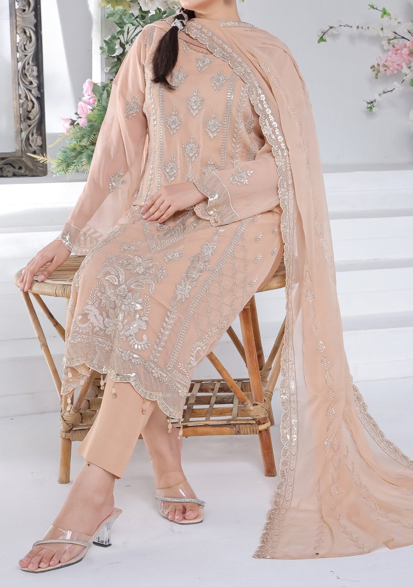 Bin Hameed Suffha Luxury Embroidered Chiffon Dress - db26667