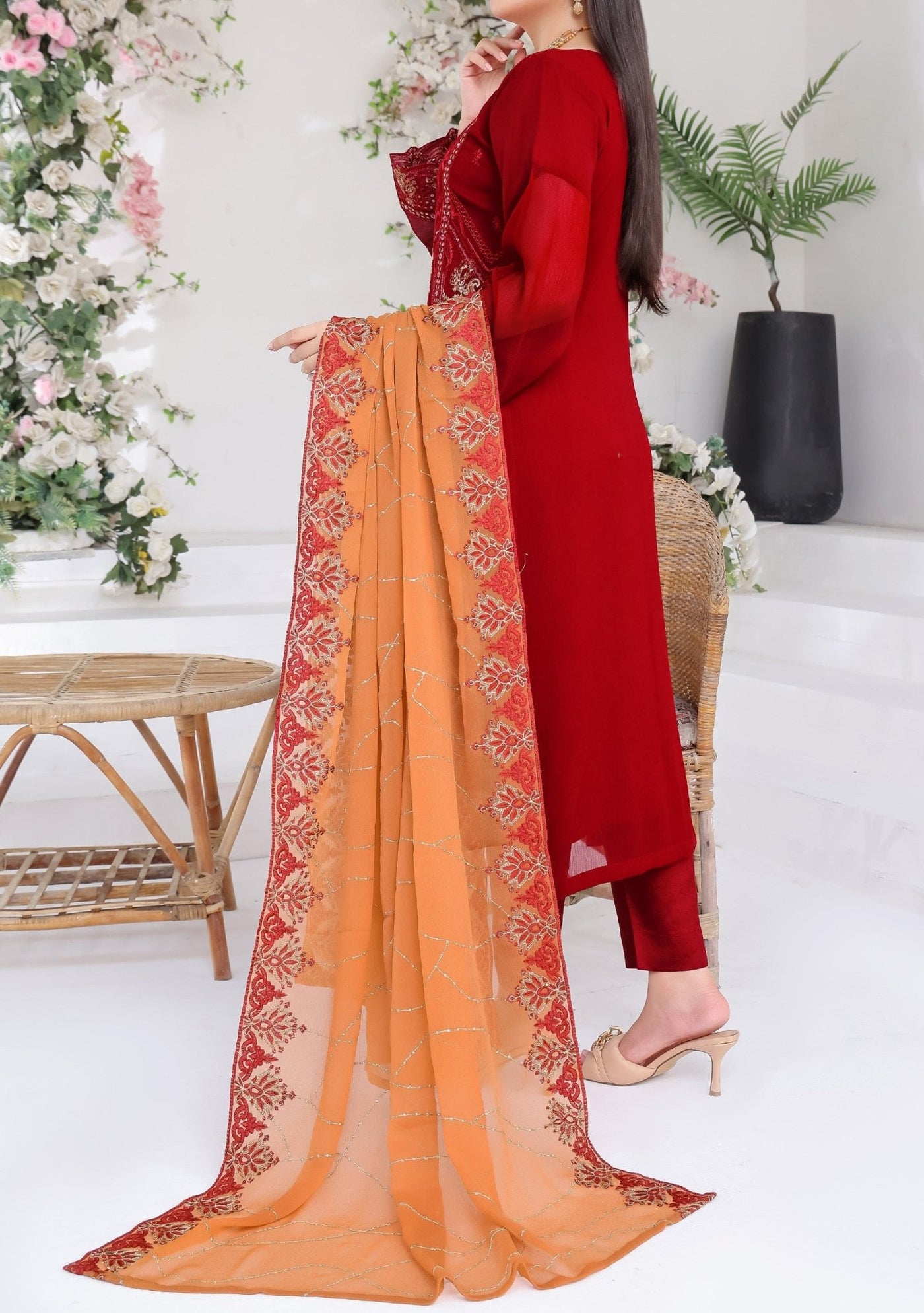 Bin Hameed Suffha Luxury Embroidered Chiffon Dress - db26665