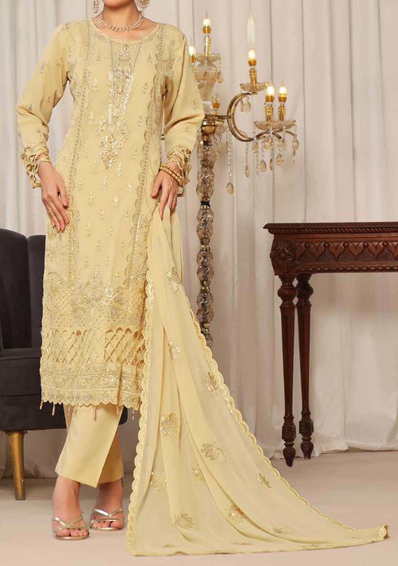 Bin Hameed Tania Luxury Embroidered Chiffon Dress - db28702