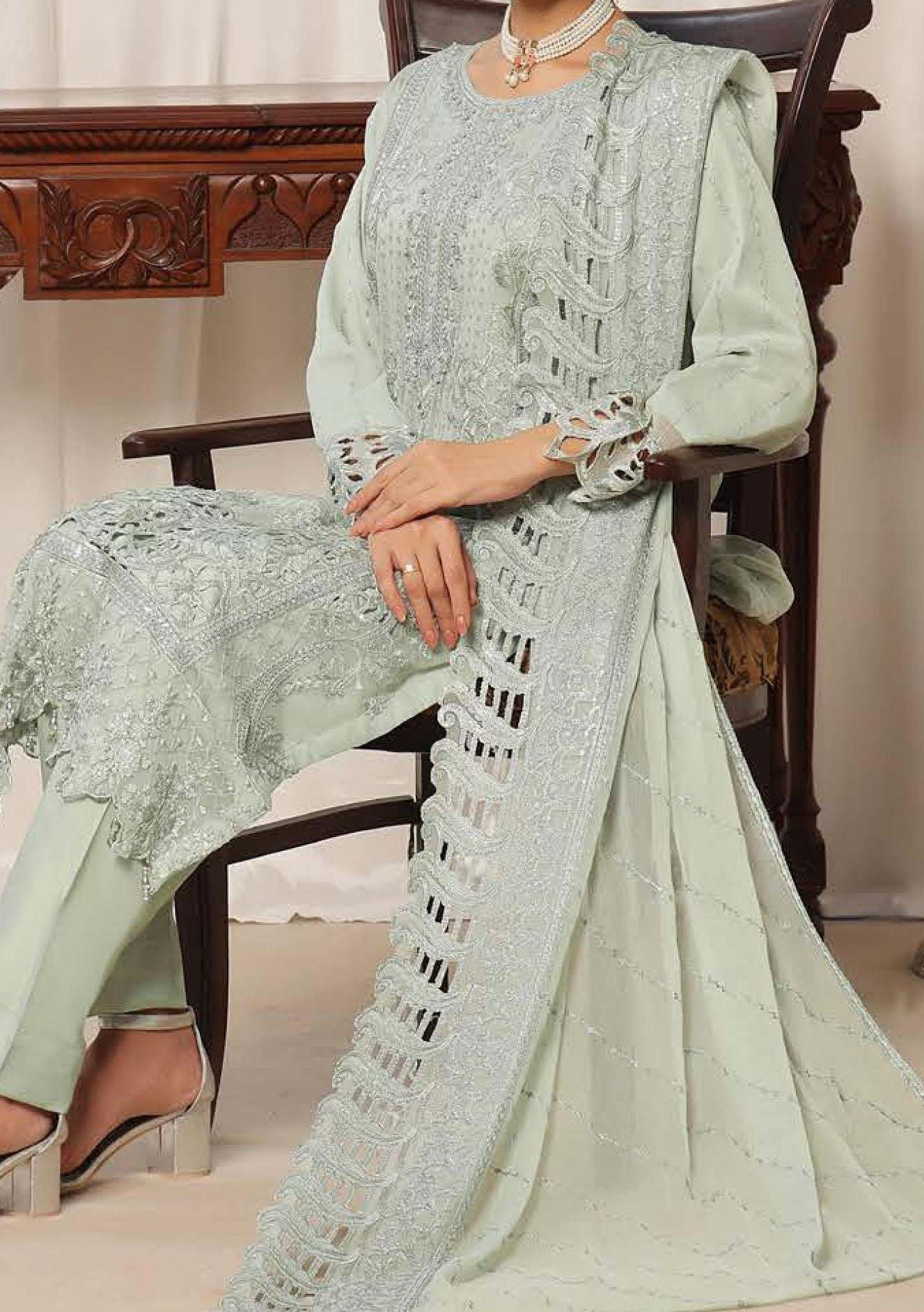 Bin Hameed Tania Luxury Embroidered Chiffon Dress - db28695